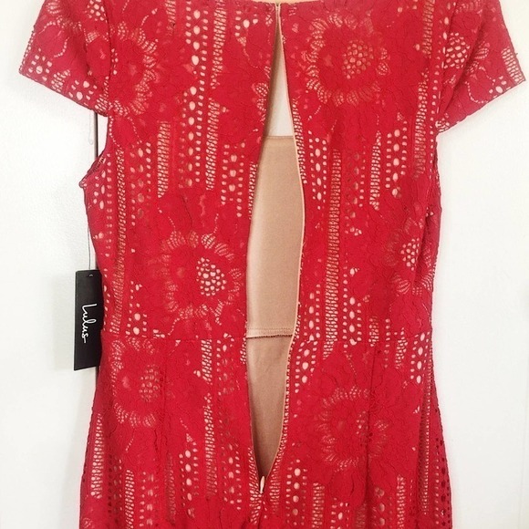 Lulu's NWT Red Lace Bodycon Mini Dress Date S - Picture 6 of 9